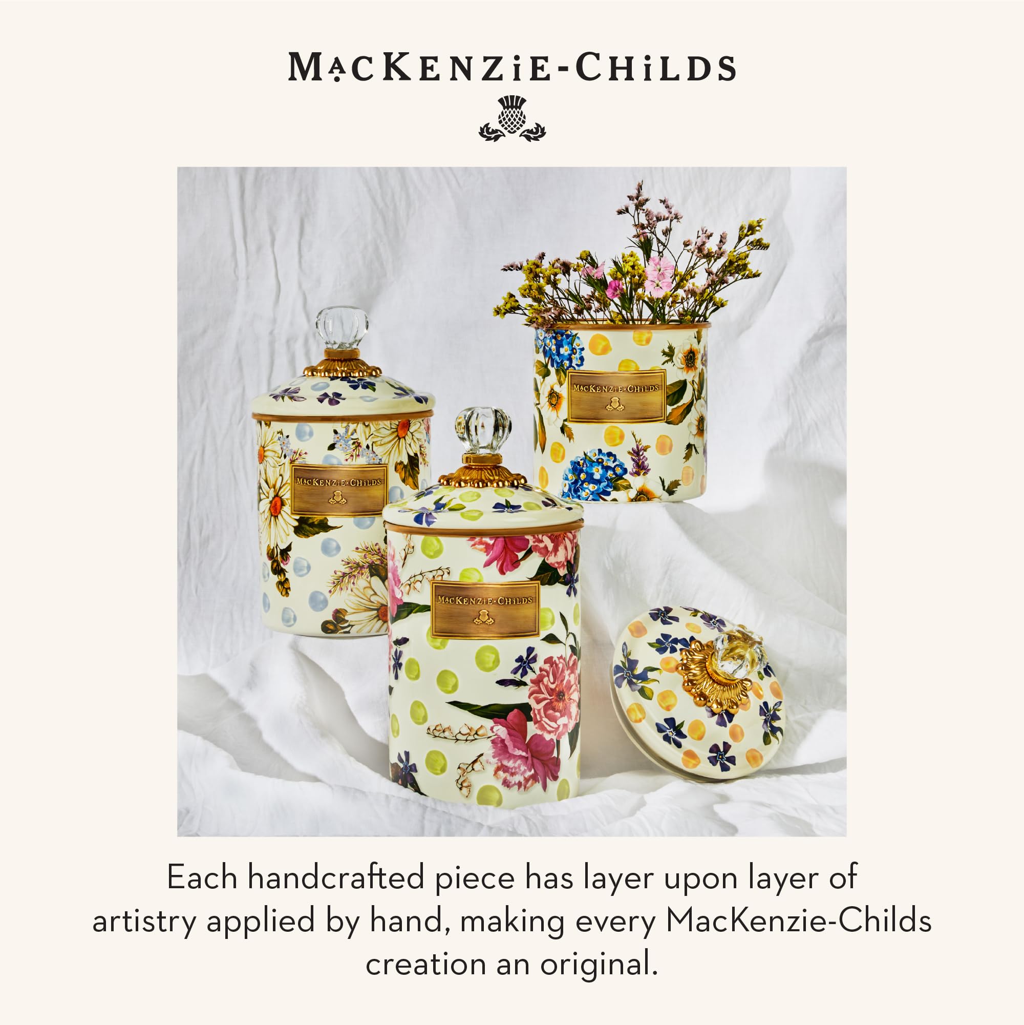 MACKENZIE-CHILDS Wildflowers Enamel Canister, Floral Kitchen